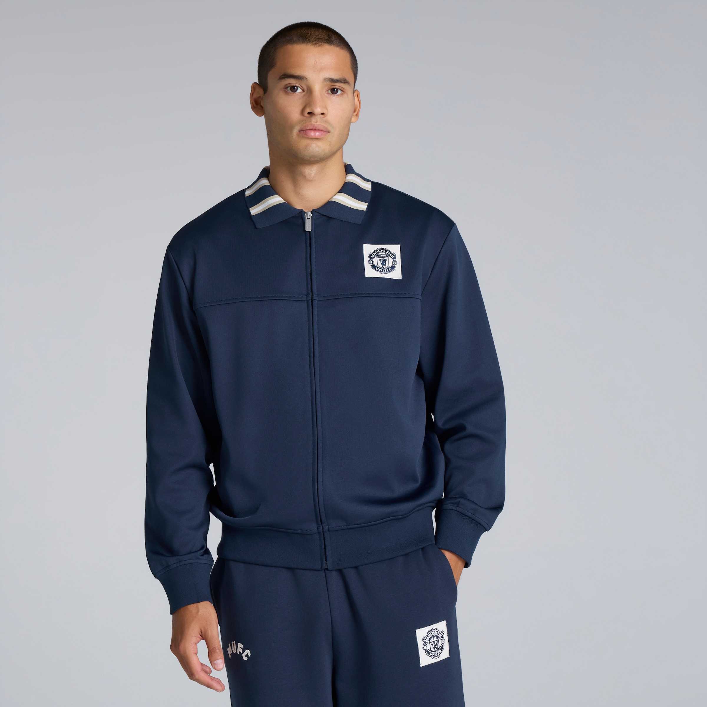 Manchester United Heritage Bar Stripe Tracksuit Jacket Navy