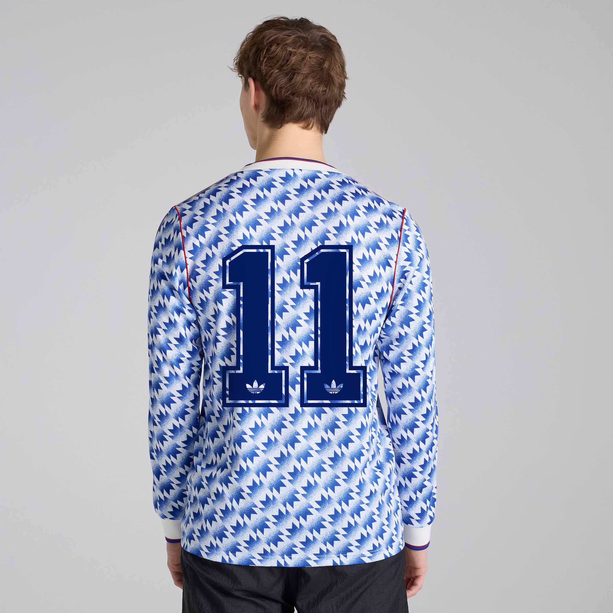 Manchester United x adidas Bringback 90/92 Away 11 Printed Long Sleeve Jersey Blue
