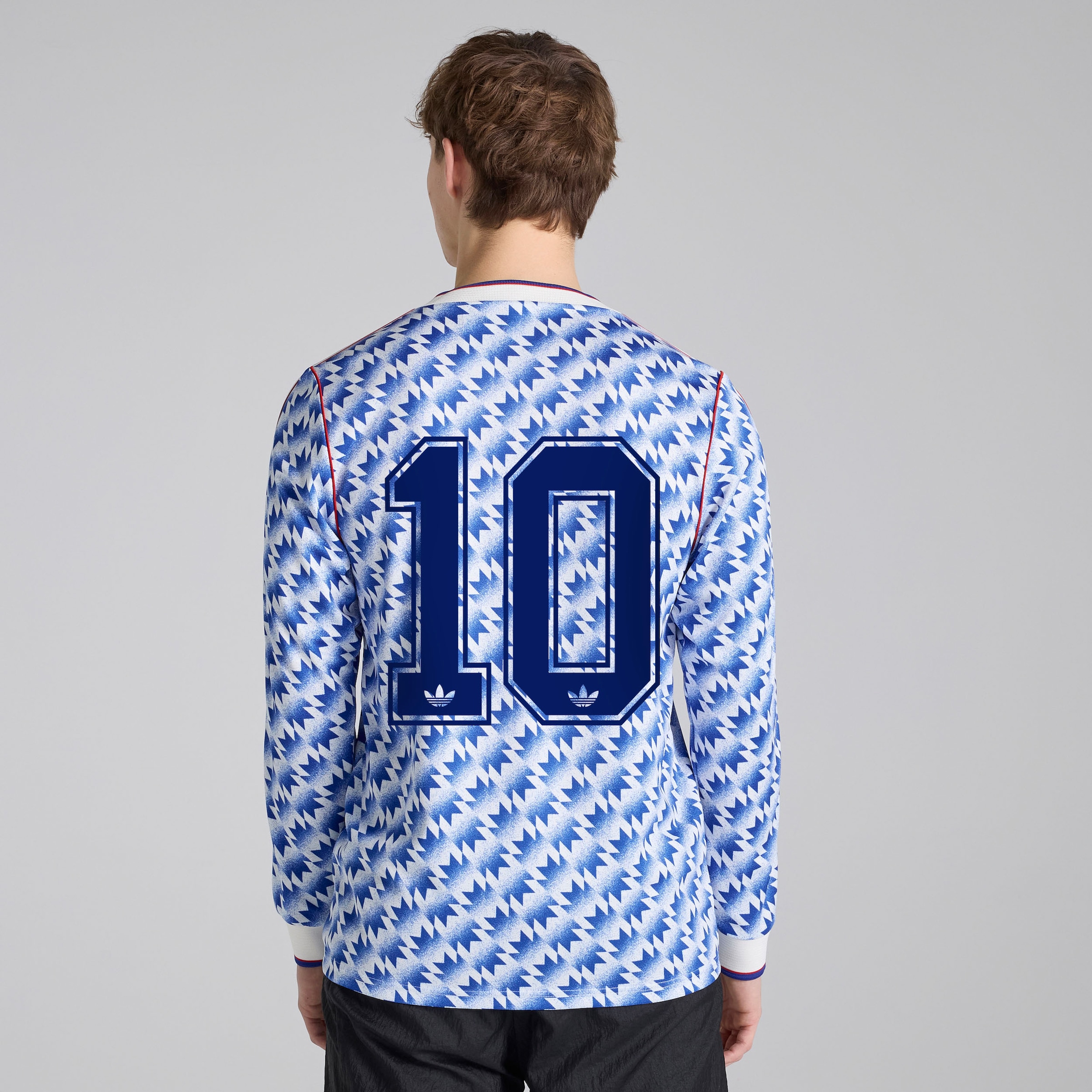 Manchester United x adidas Bringback 90/92 Away 10 Printed Long Sleeve Jersey Blue