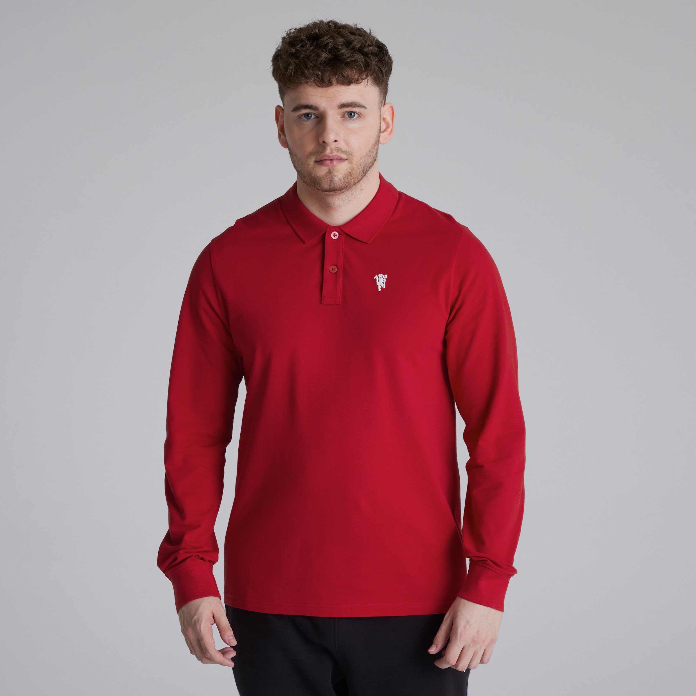 Manchester United Devil Essentials Long Sleeve Polo Shirt Red