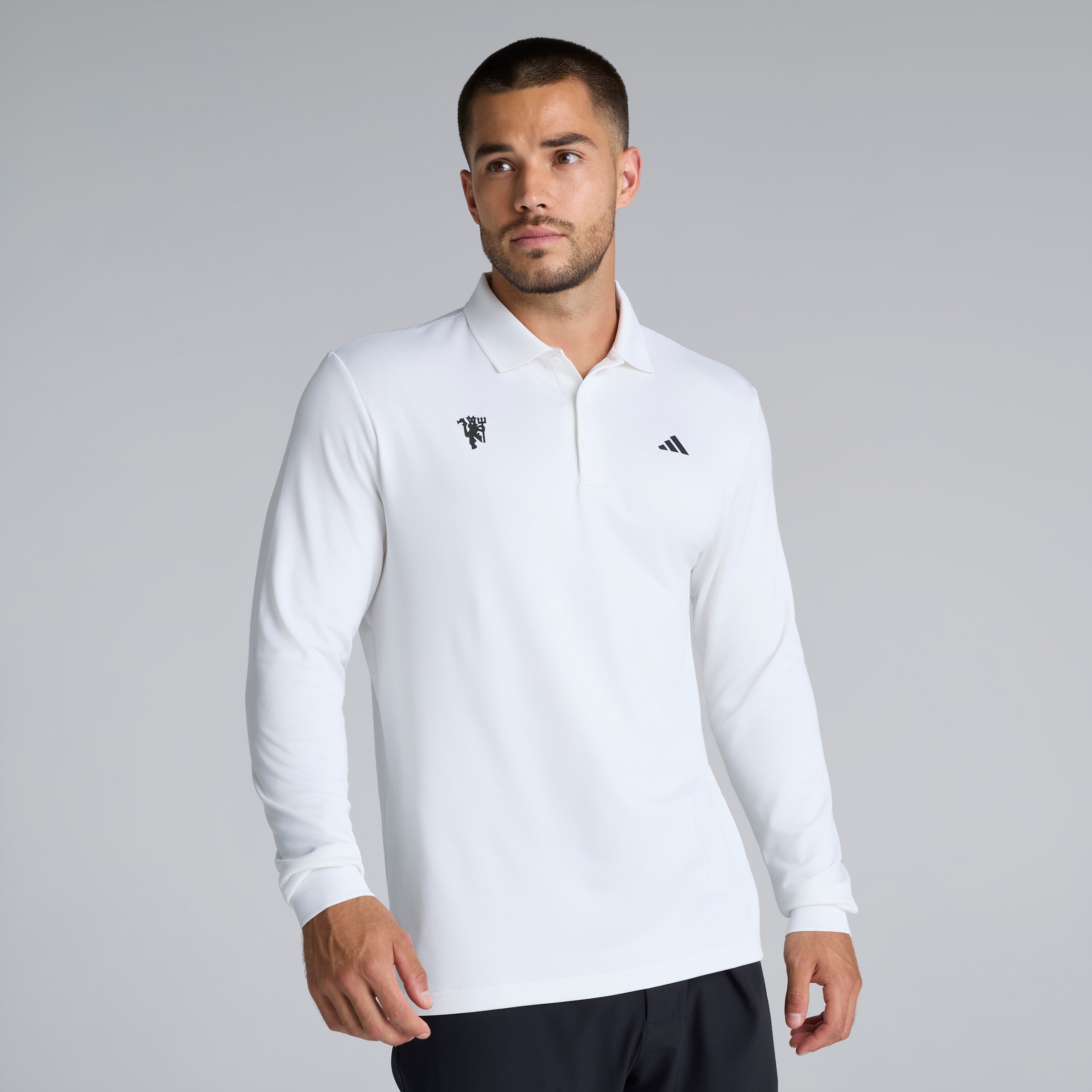 Manchester United x adidas Golf Ultimate 365 Long Sleeve Polo Shirt White