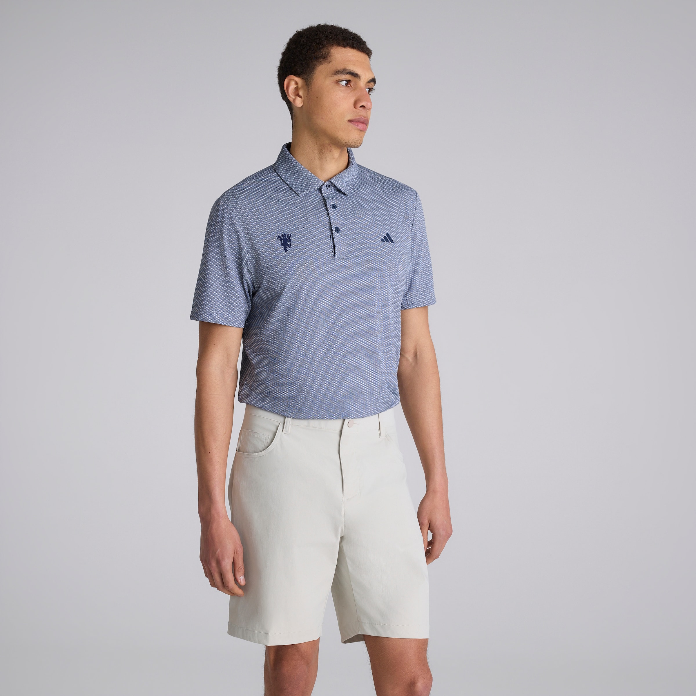 Manchester United x adidas Golf Performance Textured Polo Shirt Navy