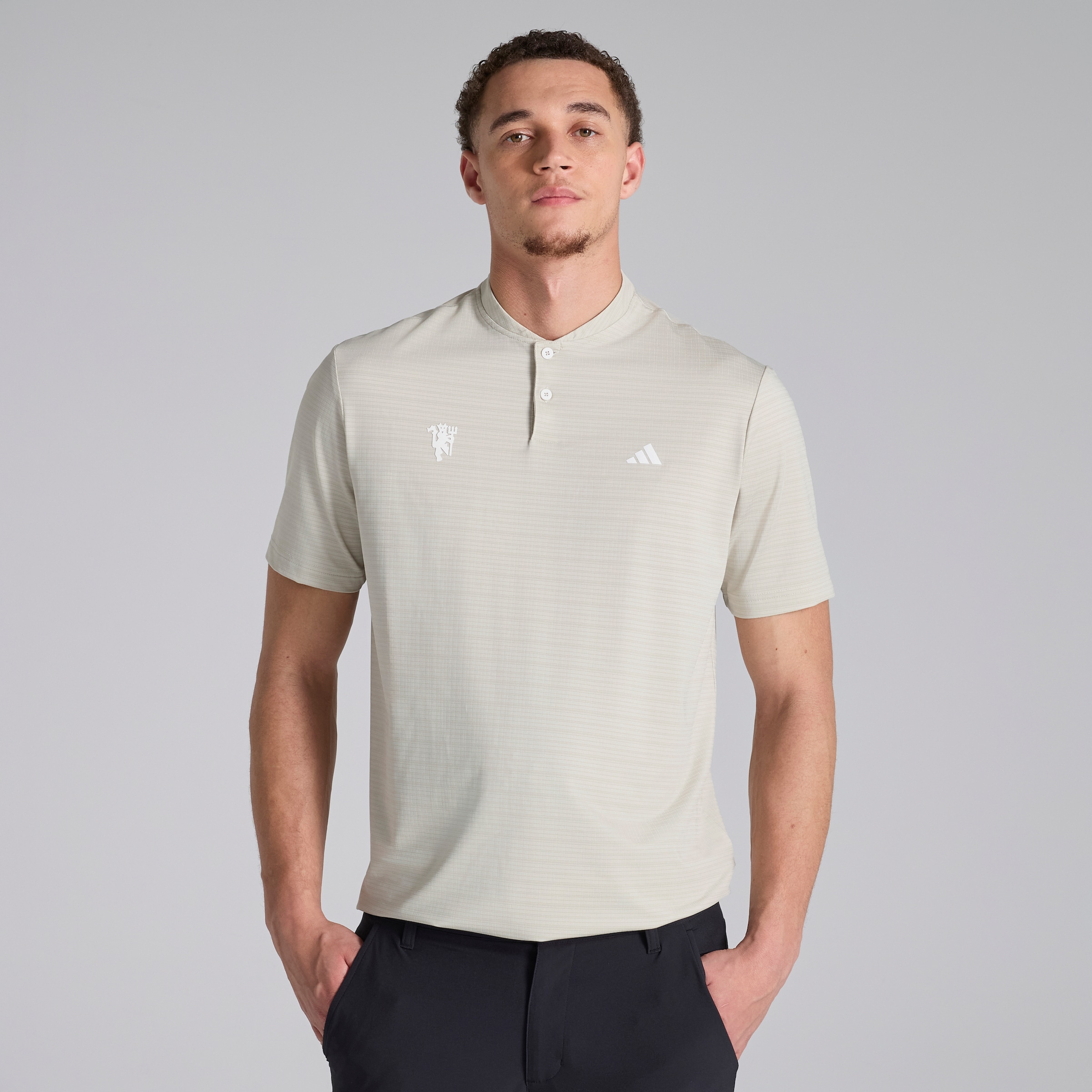 Manchester United x adidas Golf Ultimate365 Sport Collar Polo Shirt Beige