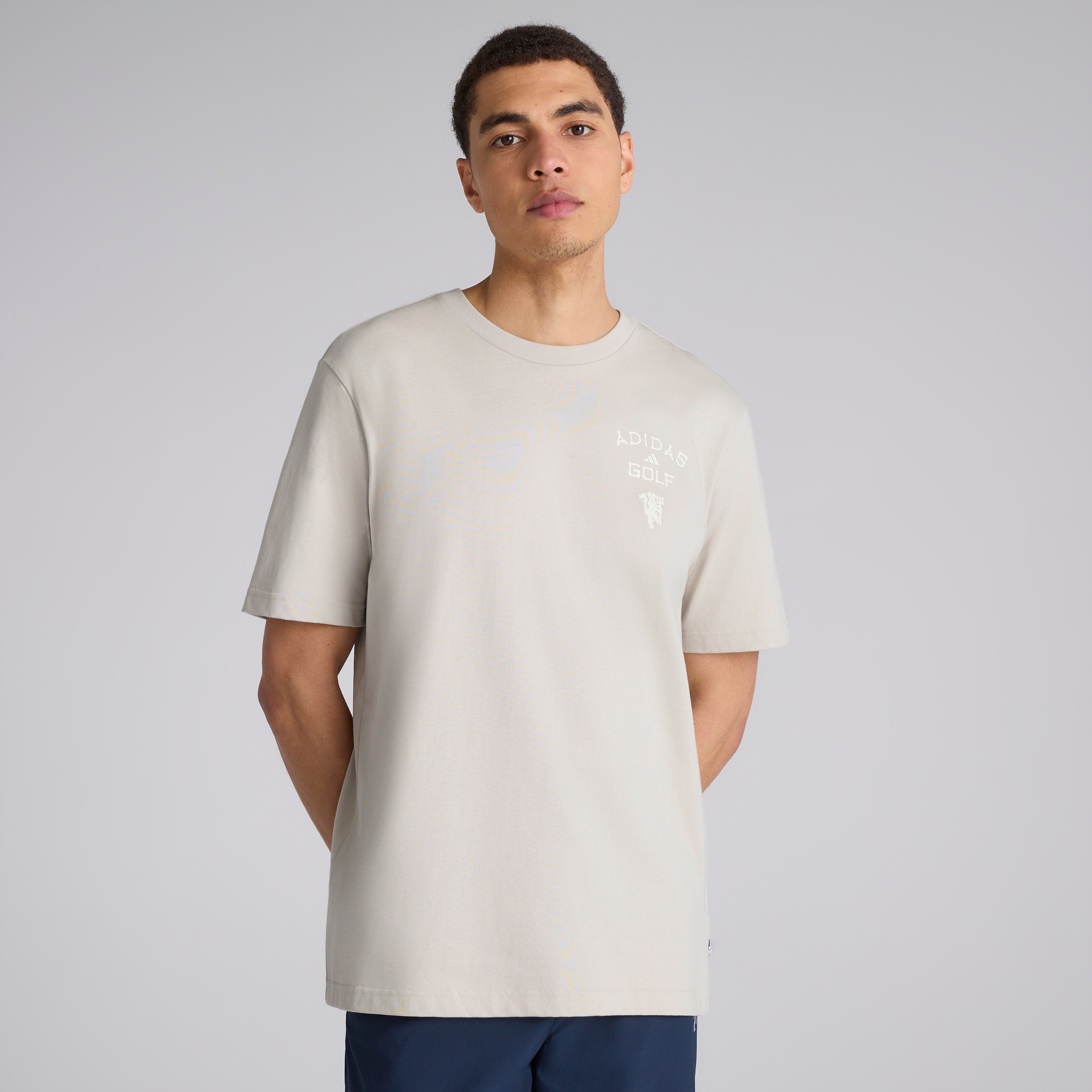 Manchester United x adidas Golf Chip in Paradise Graphic T-Shirt Beige