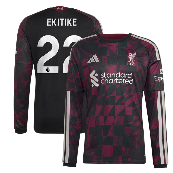 Hugo Ekitike Liverpool adidas 2026/27 Third Replica Long Sleeve Jersey - Black