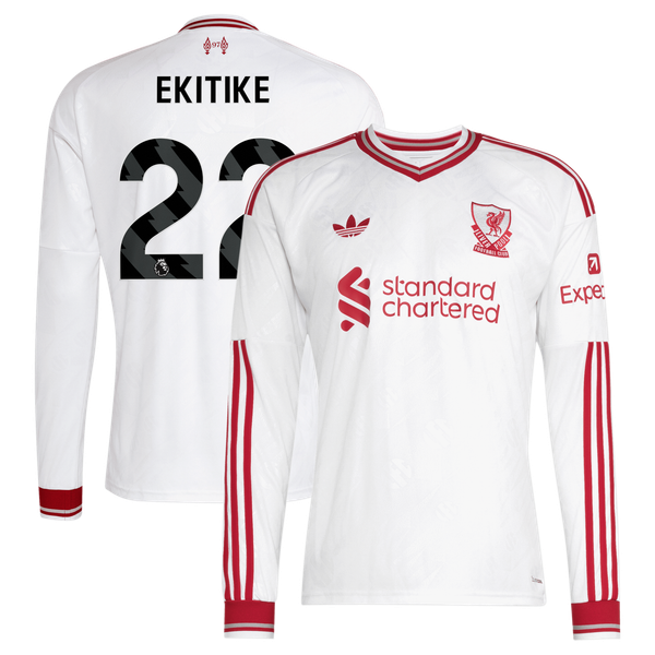Hugo Ekitike Liverpool adidas 2026/27 Away Replica Long Sleeve Jersey - White