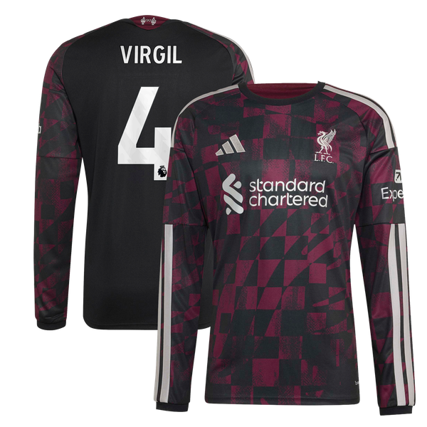 Virgil van Dijk Liverpool adidas 2026/27 Third Replica Long Sleeve Jersey - Black