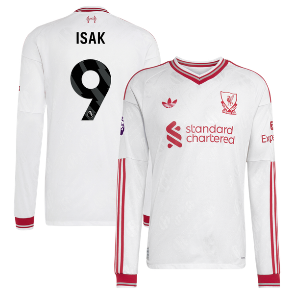 Alexander Isak Liverpool adidas 2026/27 Away On-Field Authentic Long Sleeve Jersey - White