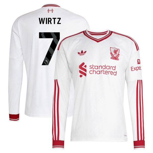 Florian Wirtz Liverpool adidas 2026/27 Away Replica Long Sleeve Jersey - White