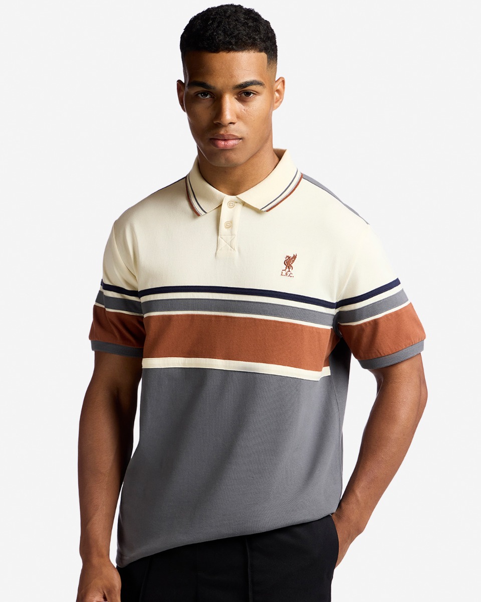 LFC Mens Stripe Polo Grey