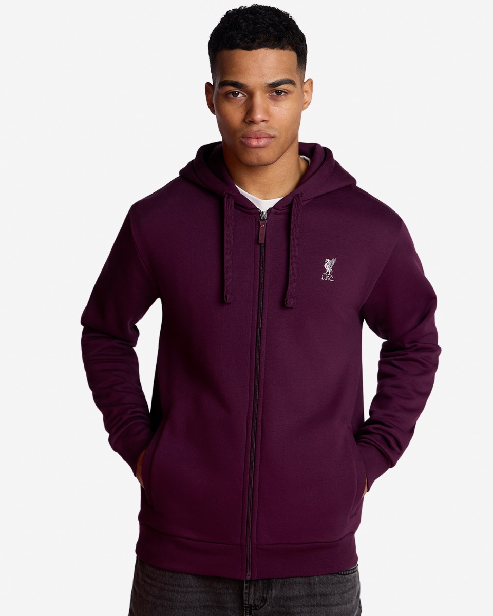 LFC Mens Zip through Hoodie Cherry