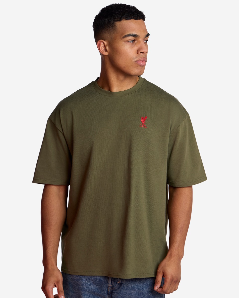 LFC Mens Liverbird Emblem Oversized Tee Khaki