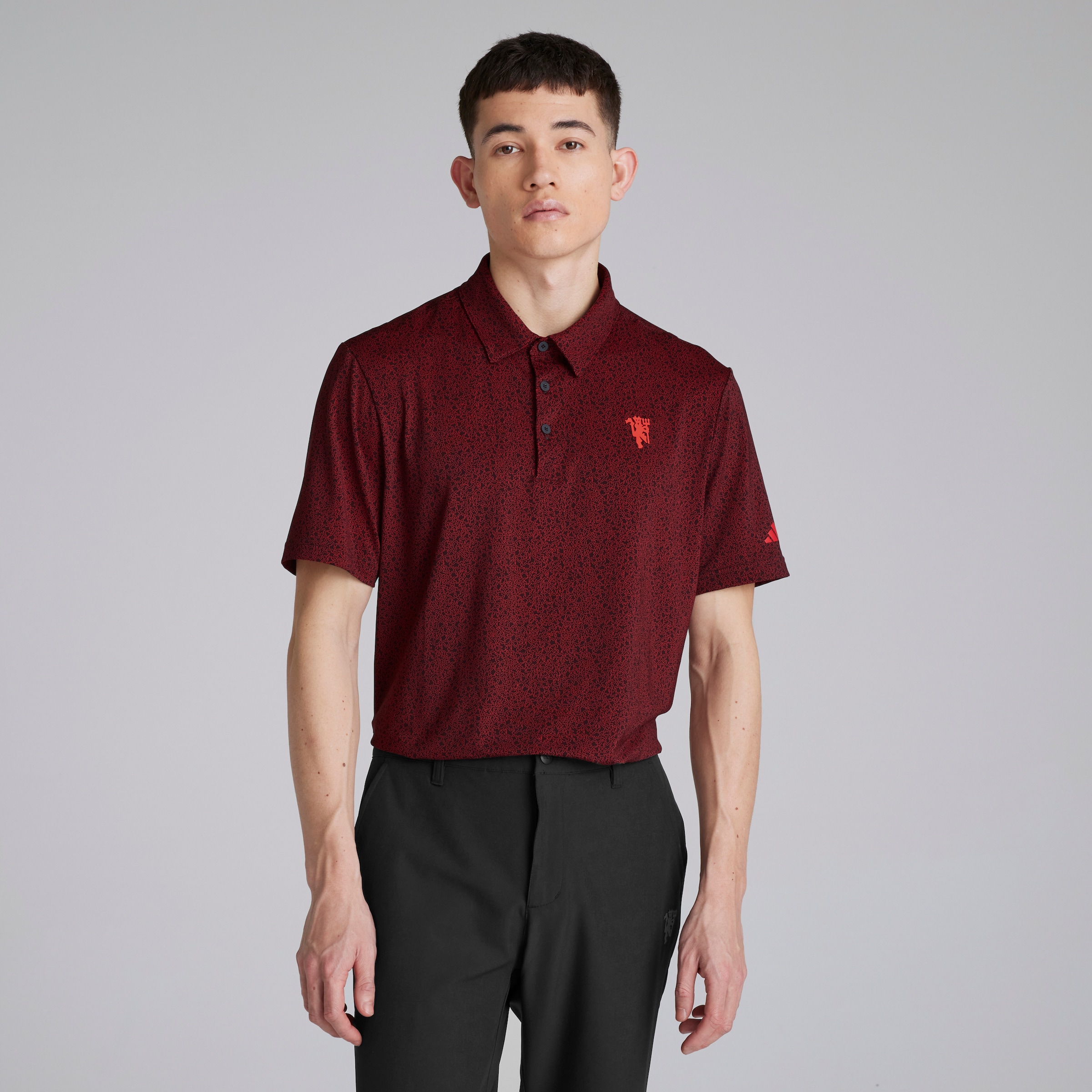 Manchester United x adidas Golf Ultimate365 Mini Bunker Polo Shirt Red