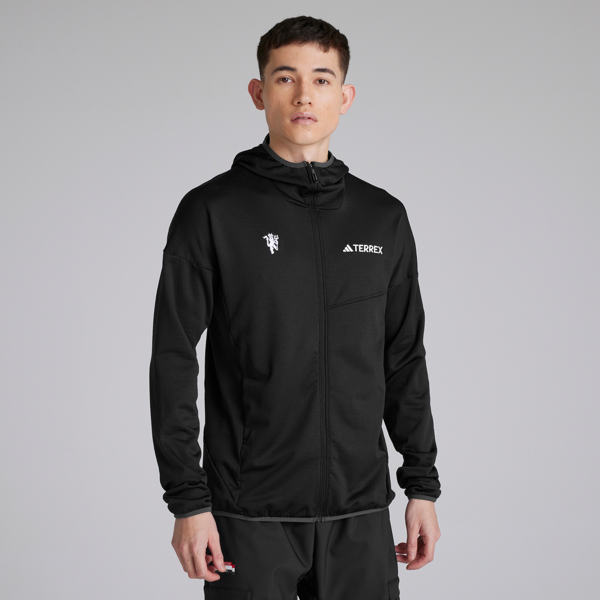 Manchester United x adidas Terrex Xperior Light Fleece Hooded Jacket Black