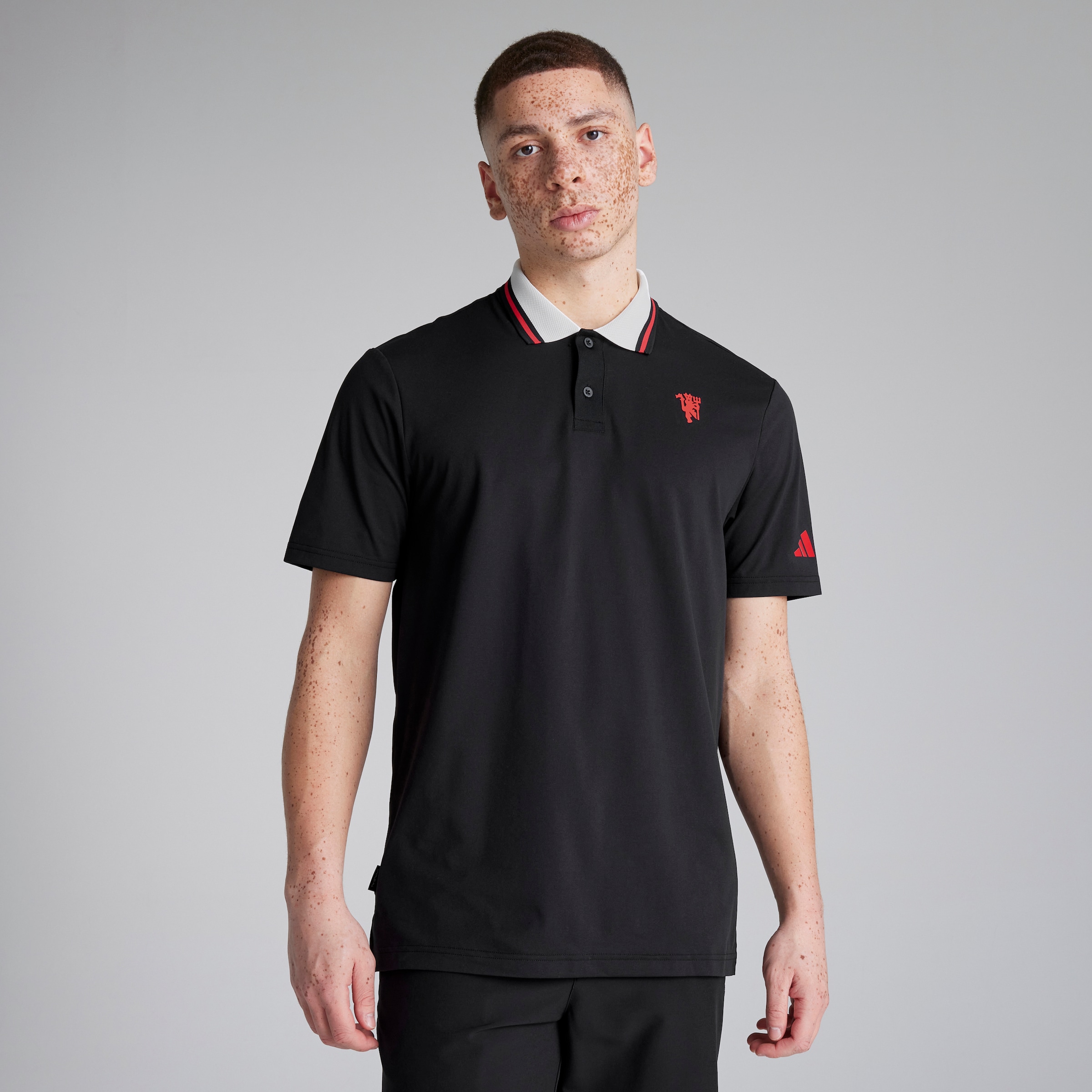 Manchester United x adidas Golf Twistknit Polo Shirt Black