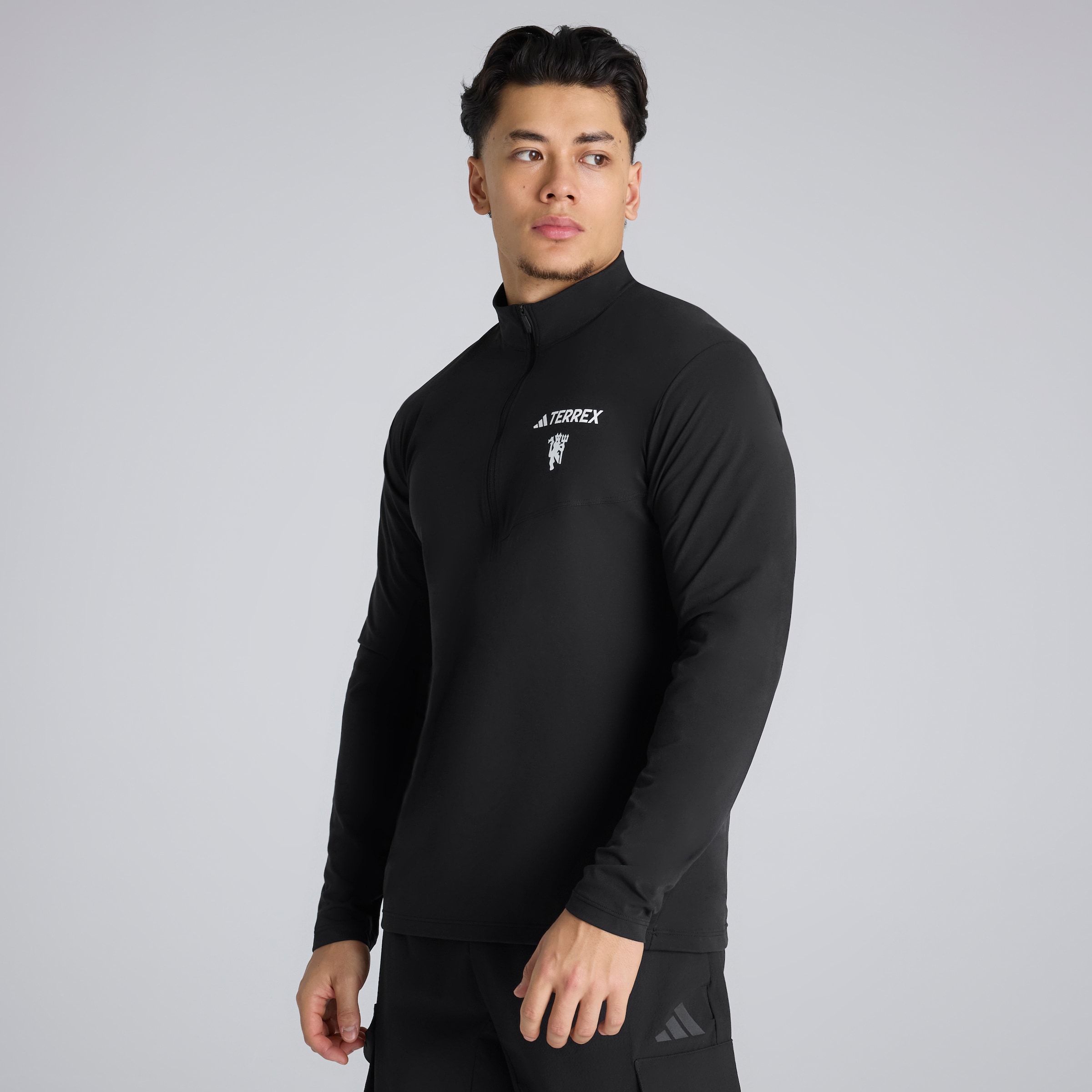 Manchester United x adidas Terrex CLIMACOOL 1/2-Zip Long Sleeve Top Black