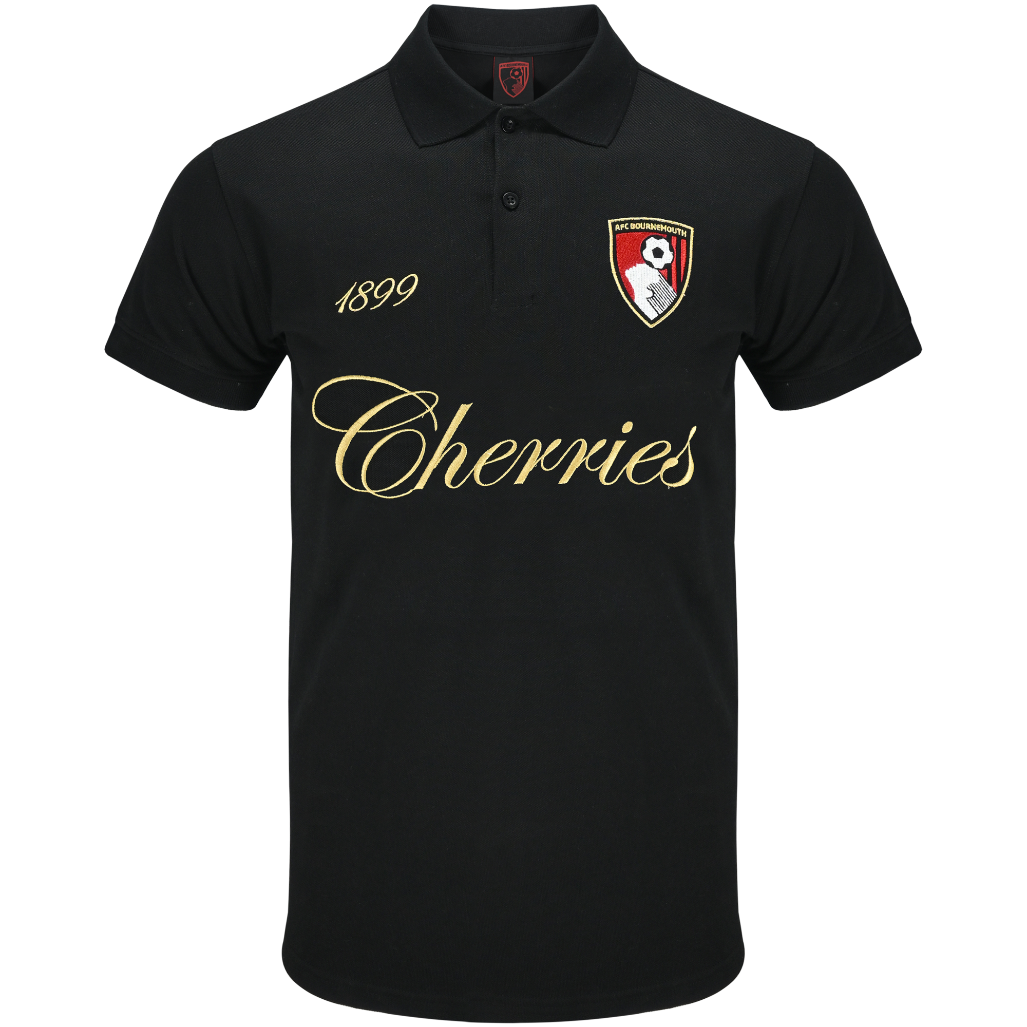 AFC Bournemouth Mens Cherries Script Polo - Black