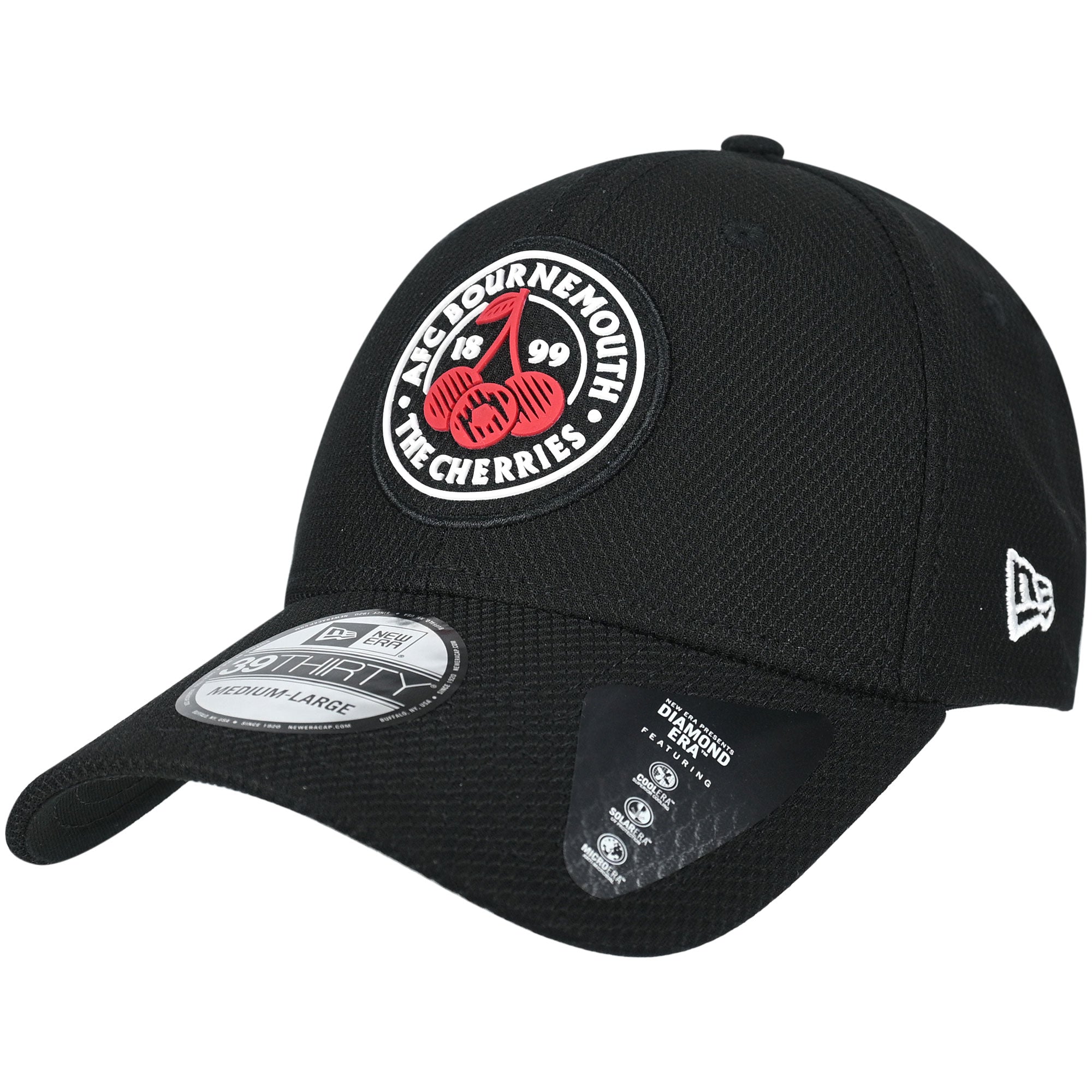 AFC Bournemouth Adults AFCB X New Era 39Thirty Diamond Cherries Crest Cap - Black