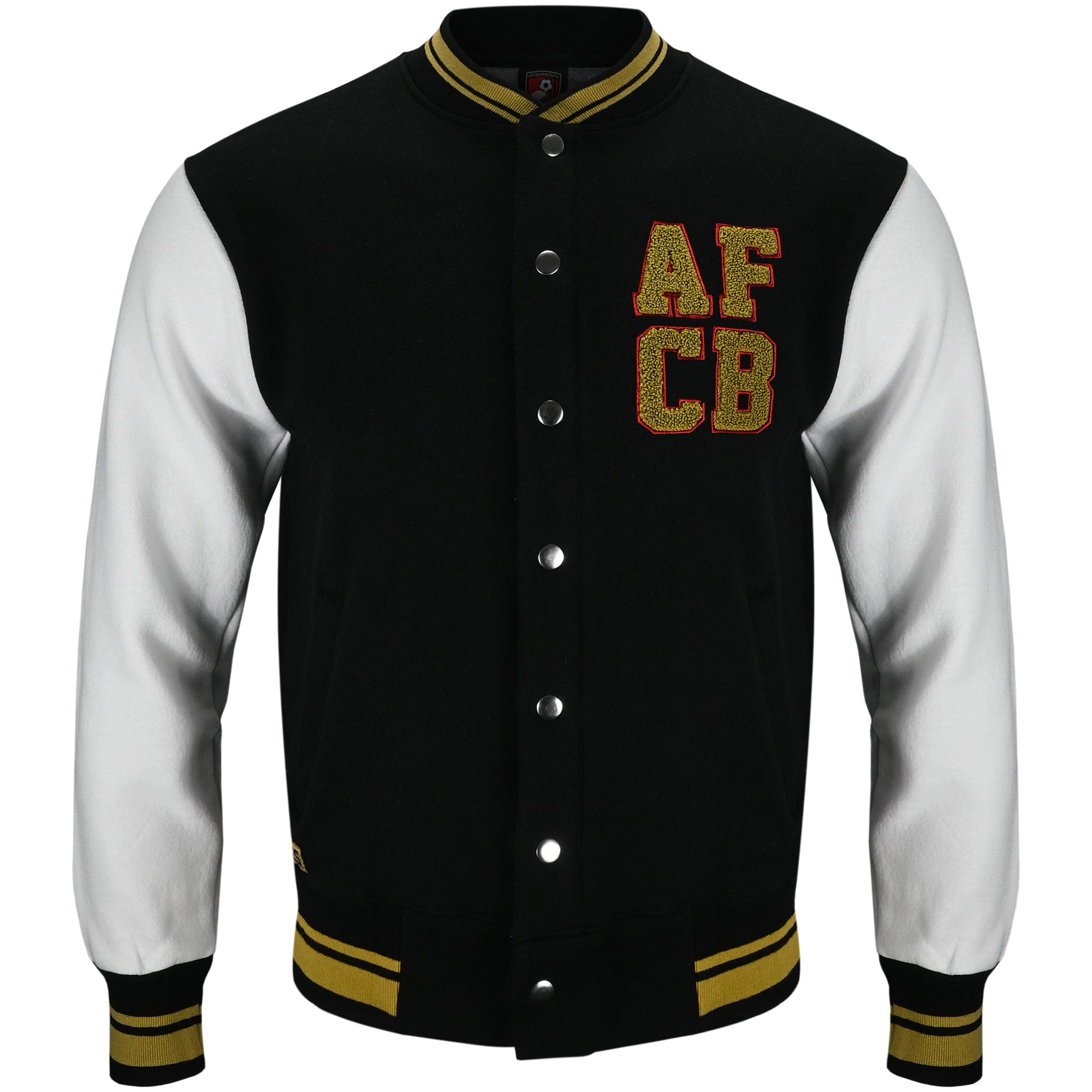AFC Bournemouth Adults College Baseball Jacket - Black / White