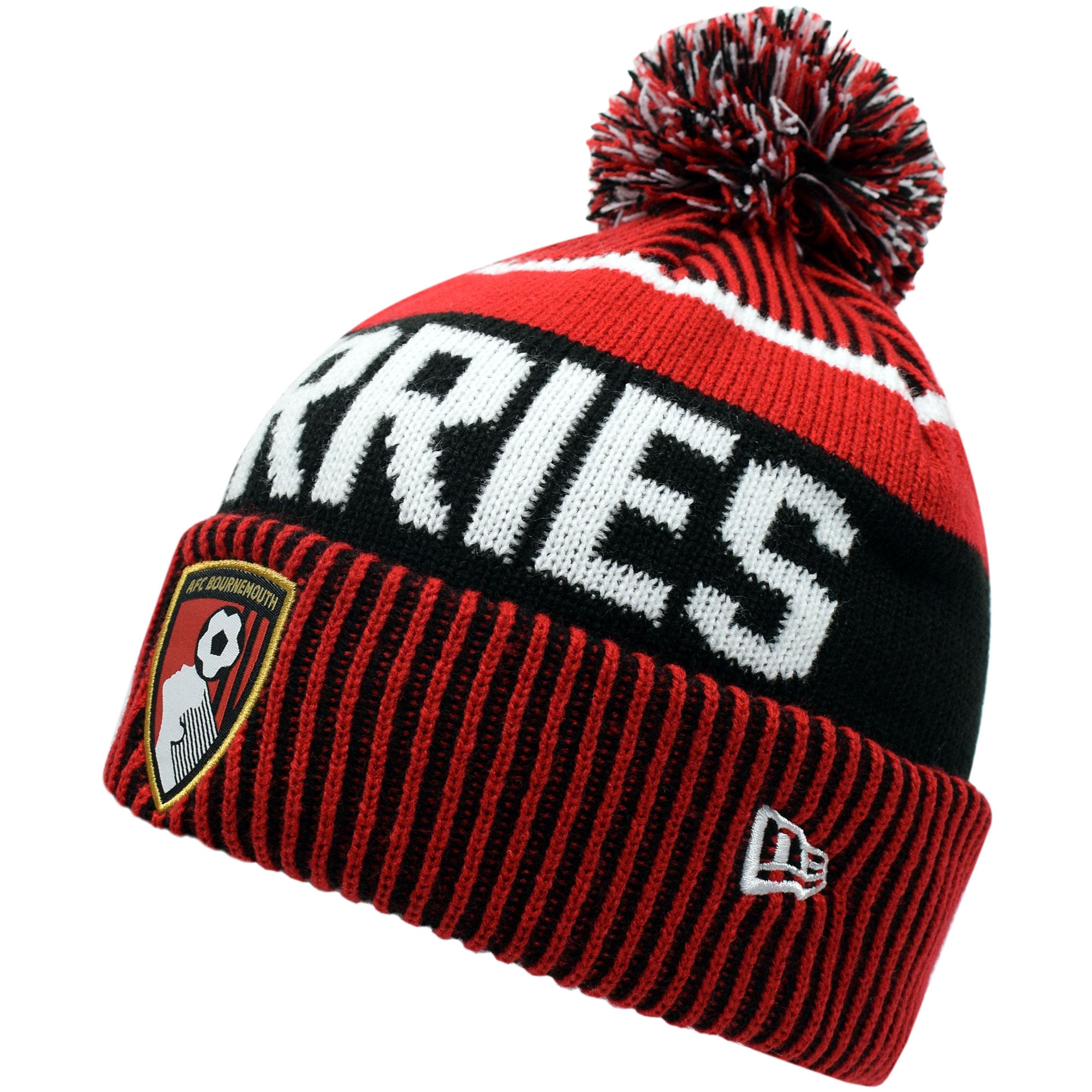 AFC Bournemouth Adults AFCB X New Era Sports Knit Bobble Hat - Red / Black