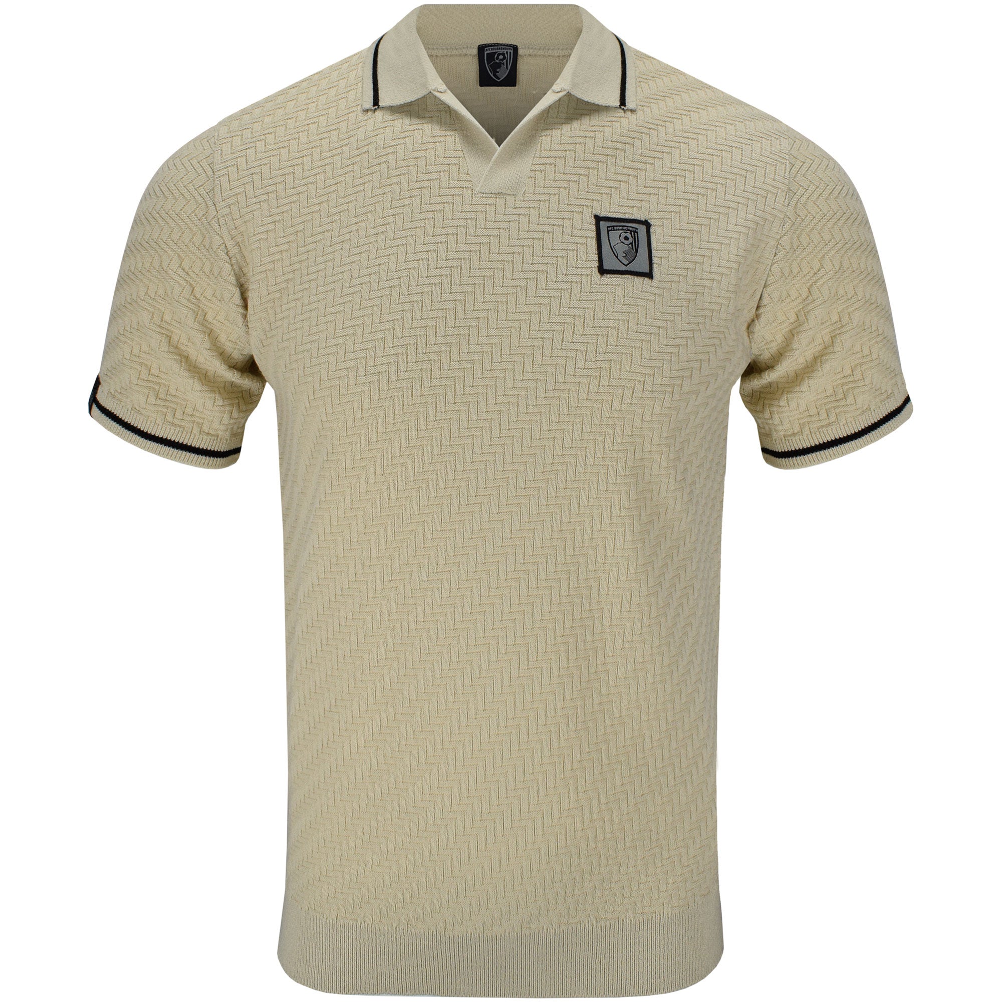 AFC Bournemouth Adults Aragon Herringbone Knit Open Neck Polo - Flagstone