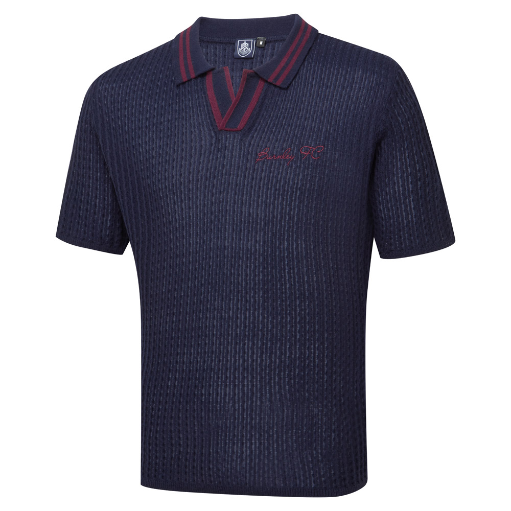 Burnley FC Cable Knit Open Collar Polo