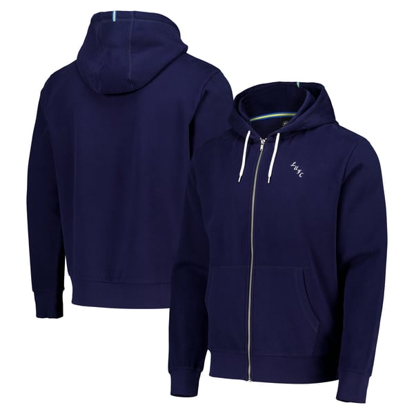 Leeds United Essentials Full Zip Hoodie - Maritime Blue - Mens