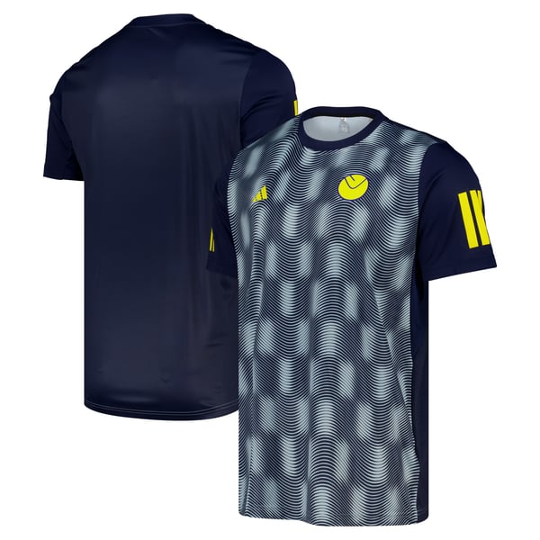 Leeds United adidas Patterned Padel T-Shirt - Navy
