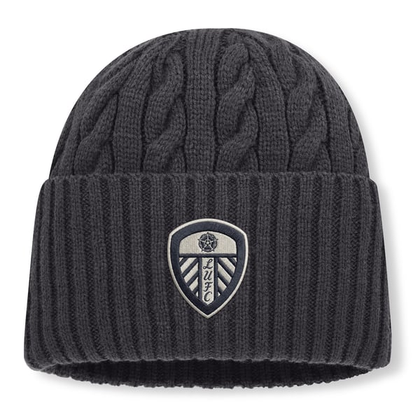 Leeds United Direct Oversized Cuff Beanie - Dark Grey - Unisex
