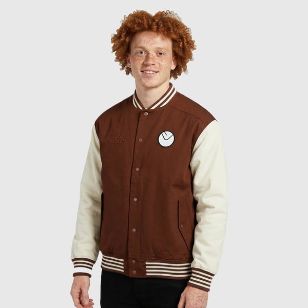 Leeds United Elements Varsity Jacket - Cappucino - Mens