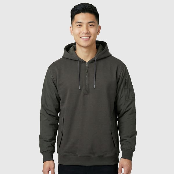 Leeds United Elements Hybrid Quarter Zip Hoodie - Classic Pewter - Mens