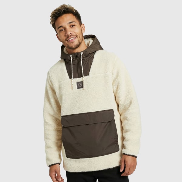 Leeds United Elements Micro Fleece Hooded Quarter Zip - Whitecap Grey - Mens