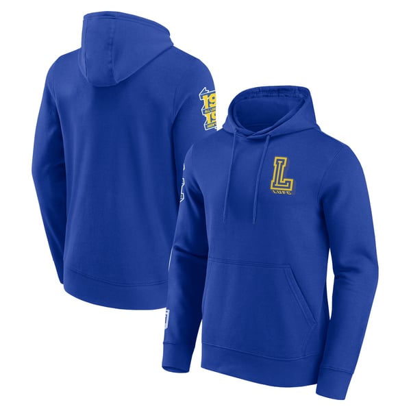 Leeds United Collegiate Graphic Overdyed Hoodie - Royal - Unisex