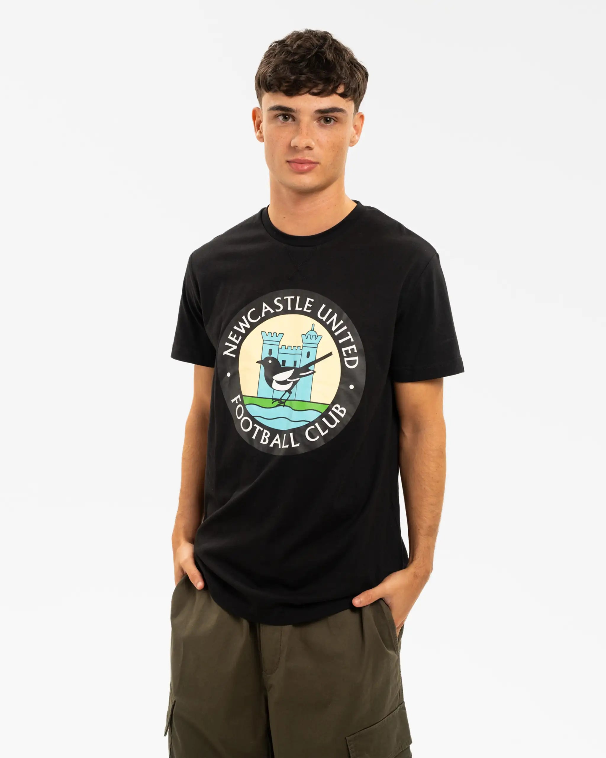 Мужская футболка Newcastle United Black Large 1976 Retro Crest