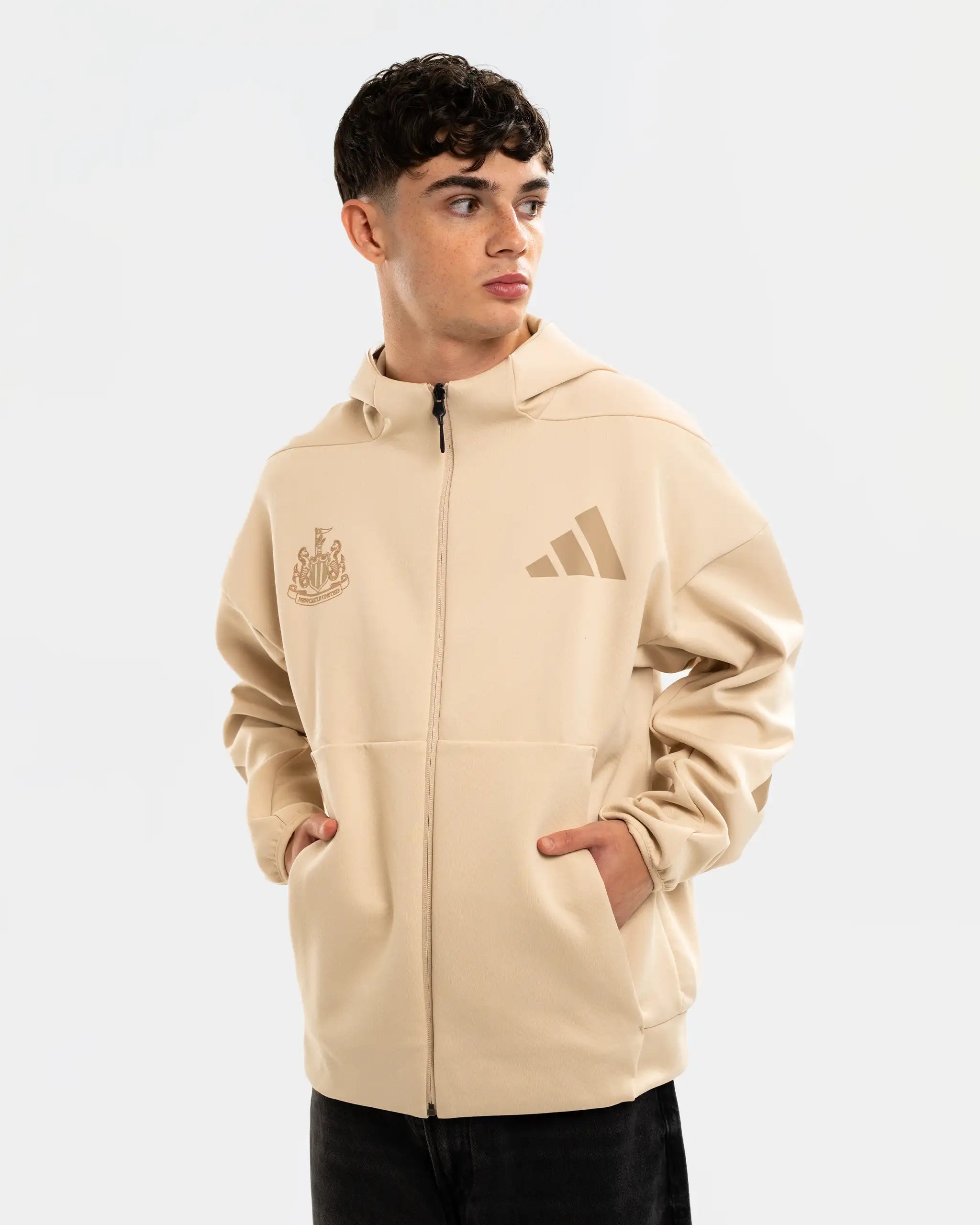 Мужское худи на молнии Newcastle United adidas Z.N.E Beige