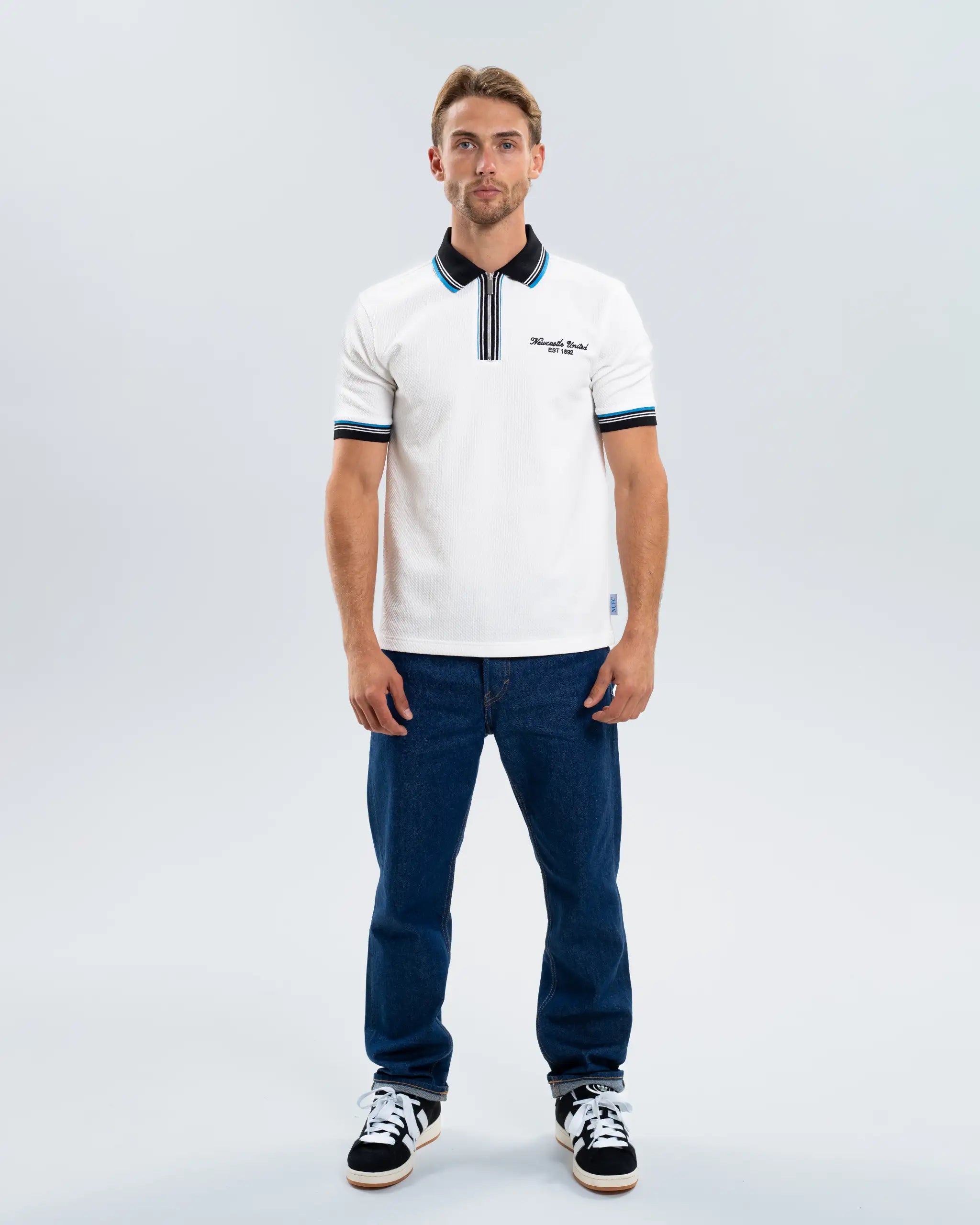 Мужская футболка Newcastle United Zipped White Polo