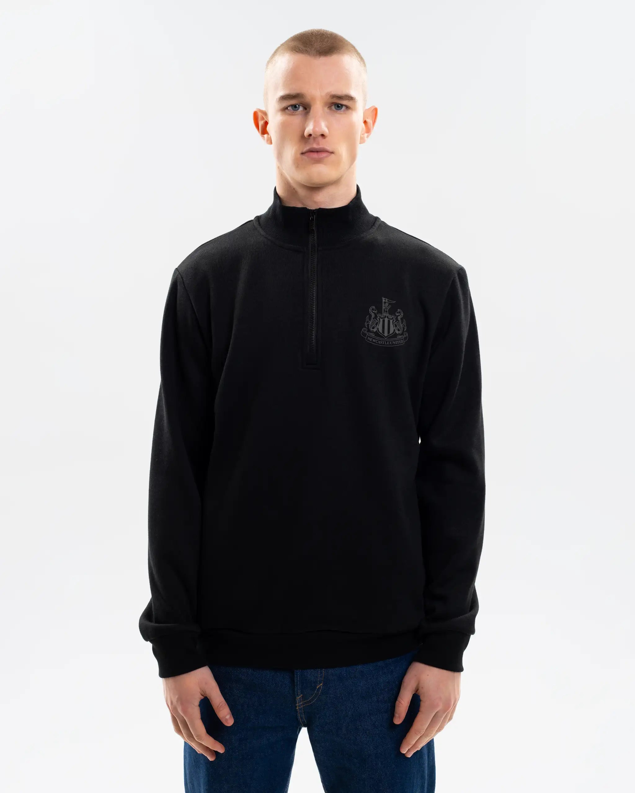 Мужской свитшот с короткой молнией Newcastle United Black