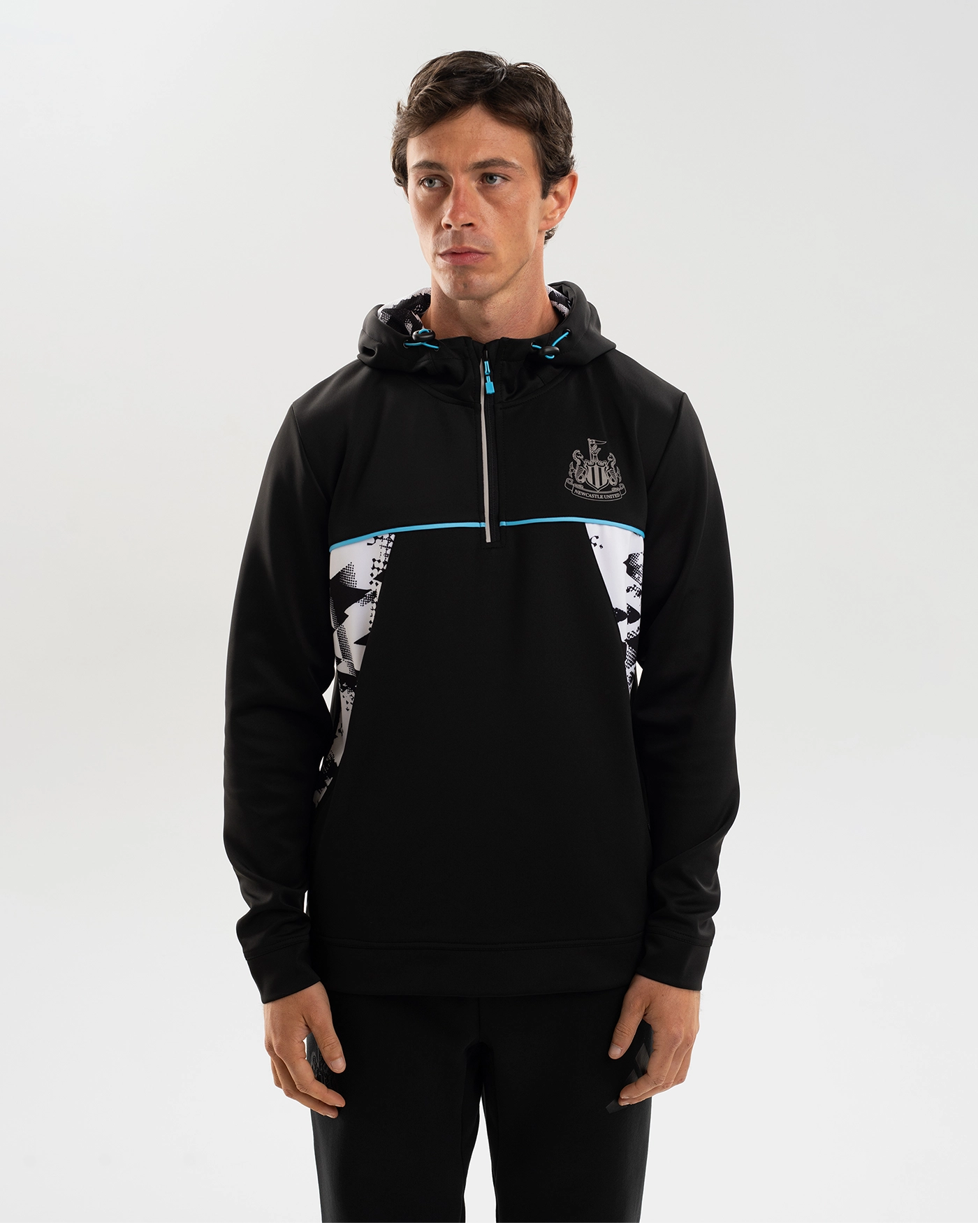 Мужское худи с короткой молнией Newcastle United Black Panel