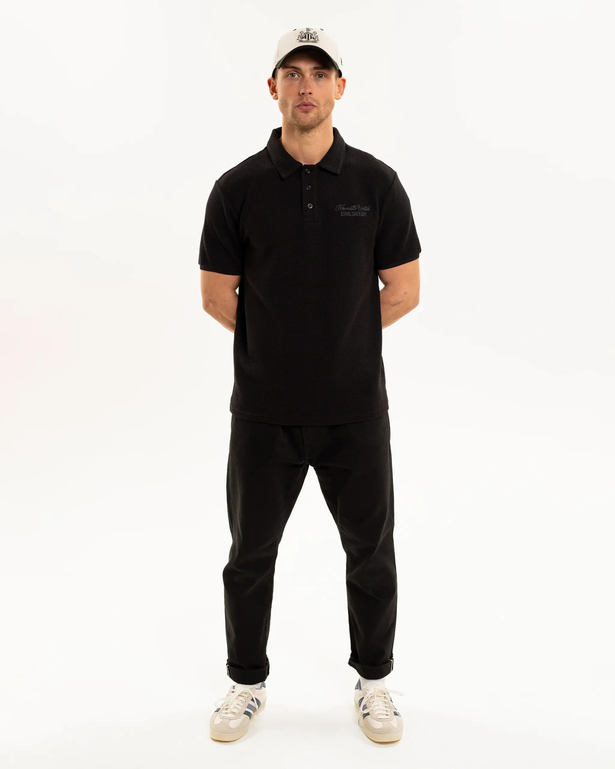 Мужская футболка Newcastle United Black Waffle Open Neck Polo