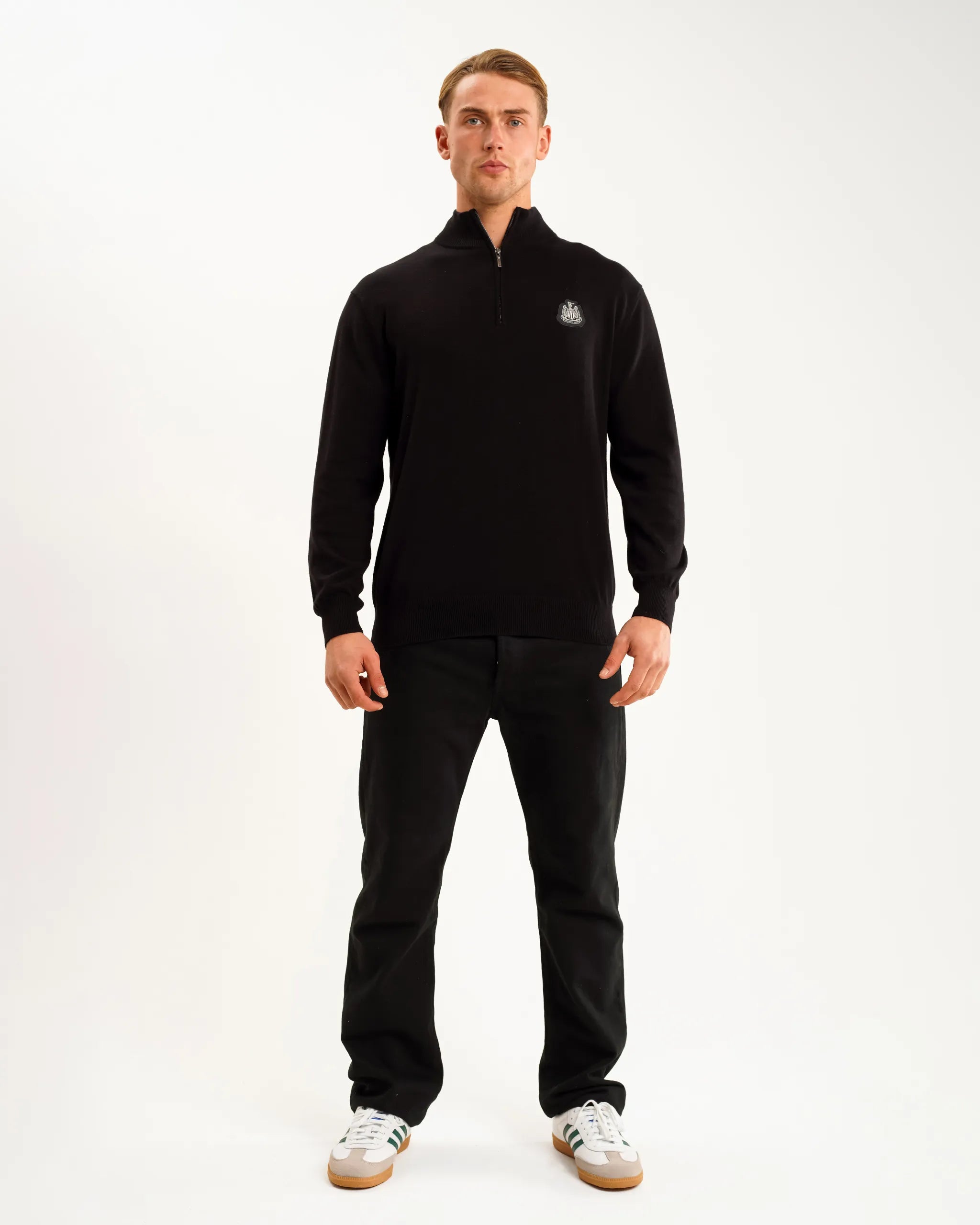 Мужской свитер Newcastle United Black Cotton Half Zip Knitted
