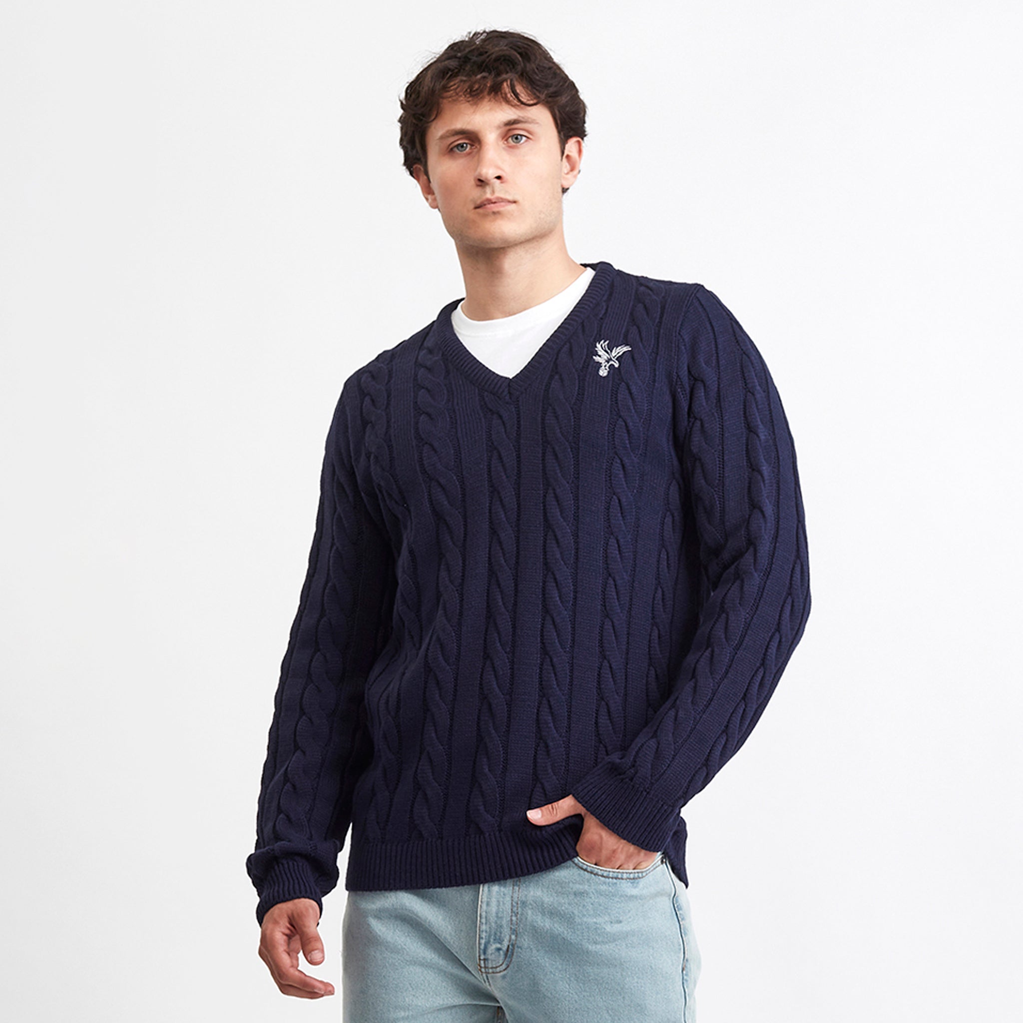 Свитер Crystal Palace Eagle Cable Knit V Neck Navy