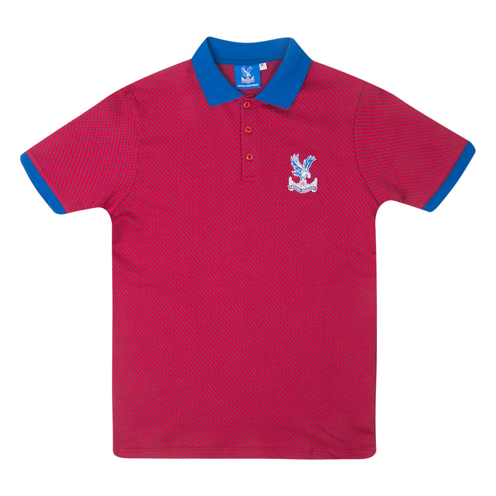 Crystal Palace Logo Check Jacquard Polo Shirt Red/Blue