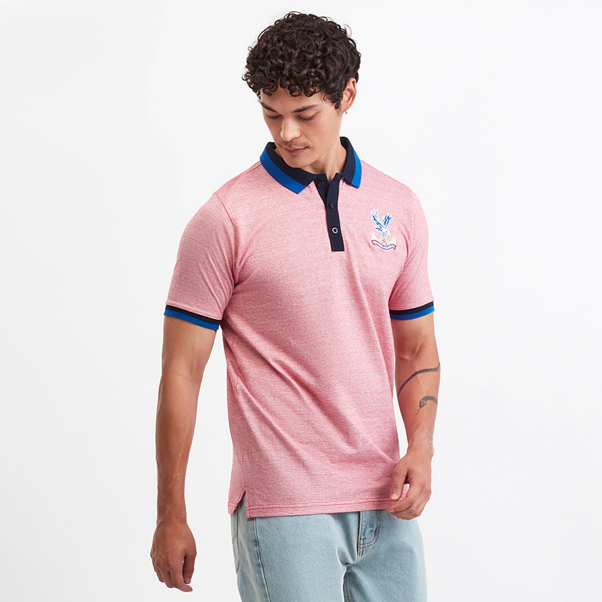 Crystal Palace Twin Stripe Collar Polo Shirt Red