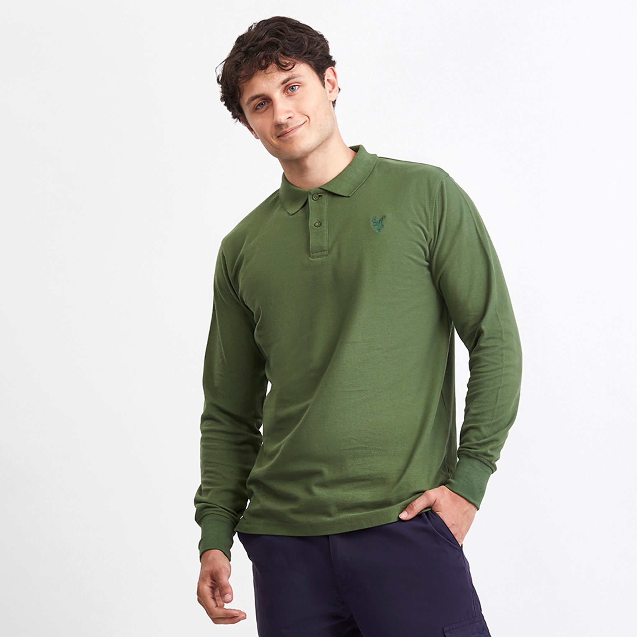 Crystal Palace Eagle L/S Polo Shirt Khaki