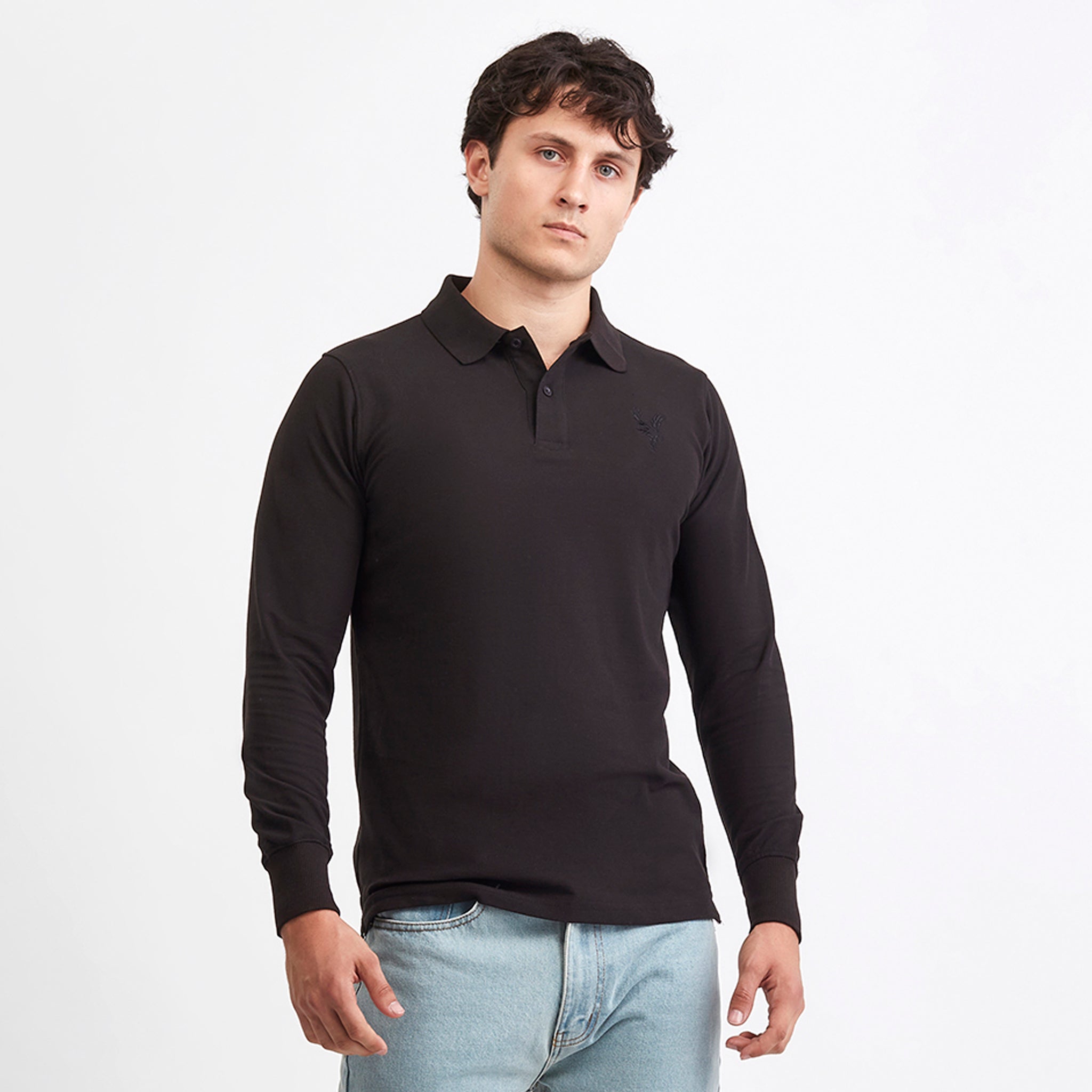 Crystal Palace Eagle L/S Polo Shirt Black