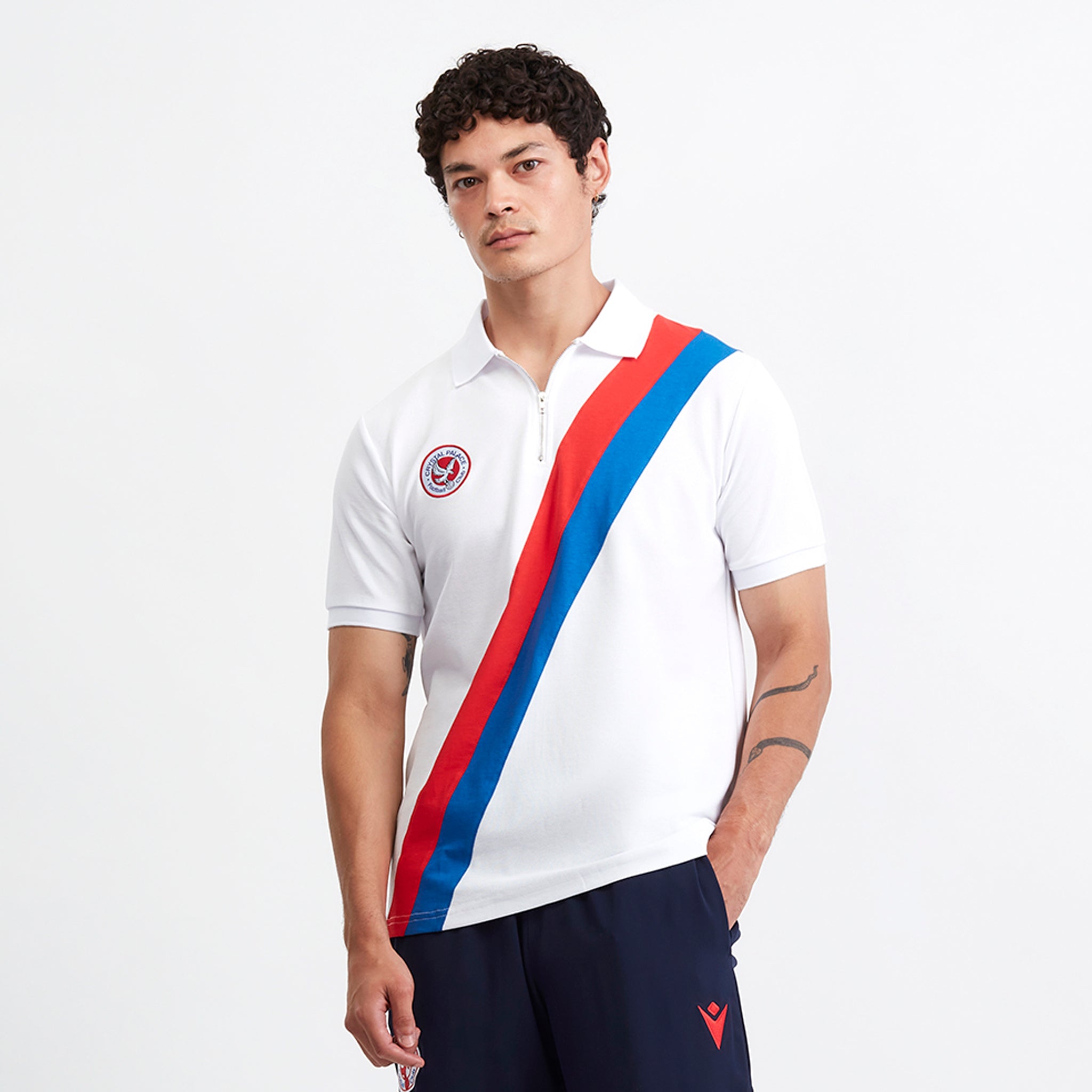 Crystal Palace Sash Zip Polo Shirt White