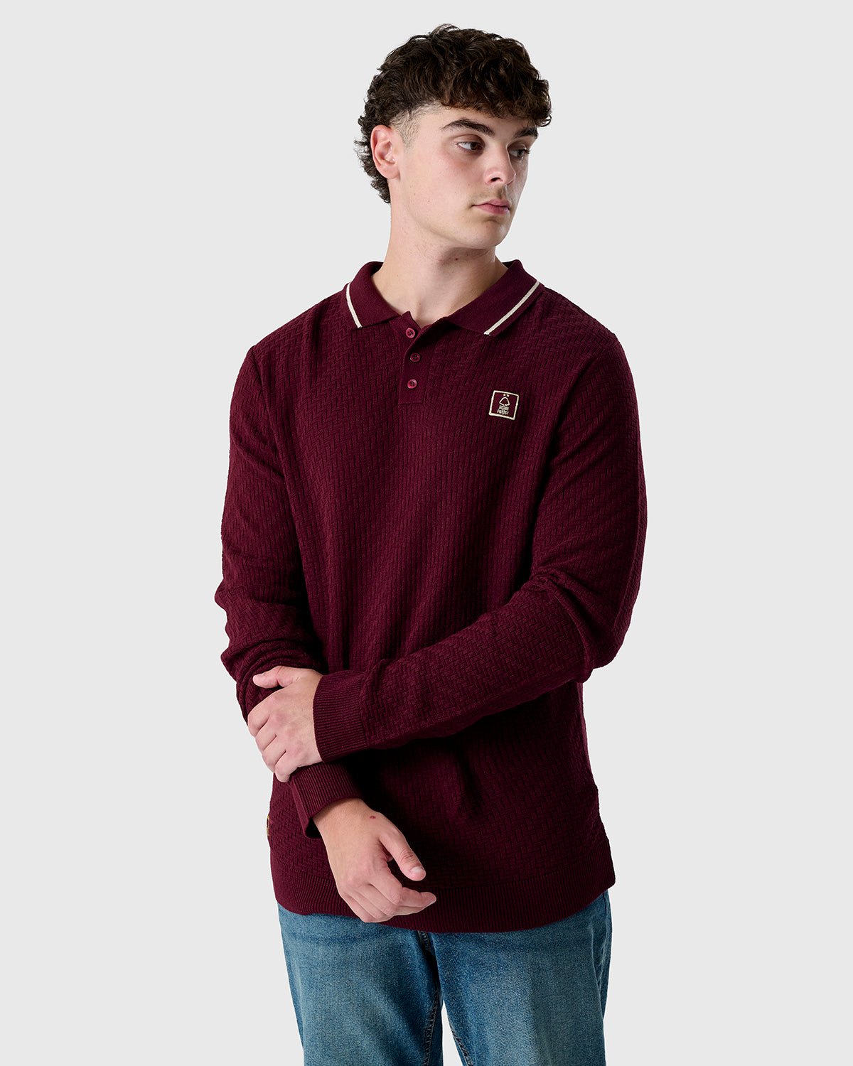 Поло с длинным рукавом Nottingham Forest NFFC Burgundy Knit