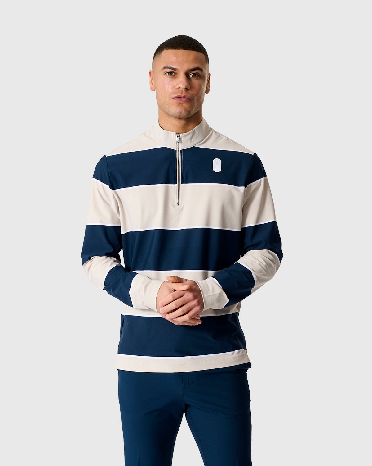 Футболка Nottingham Forest NFFC Adidas Golf Ultimate365 Navy Stripe 1/4 Zip