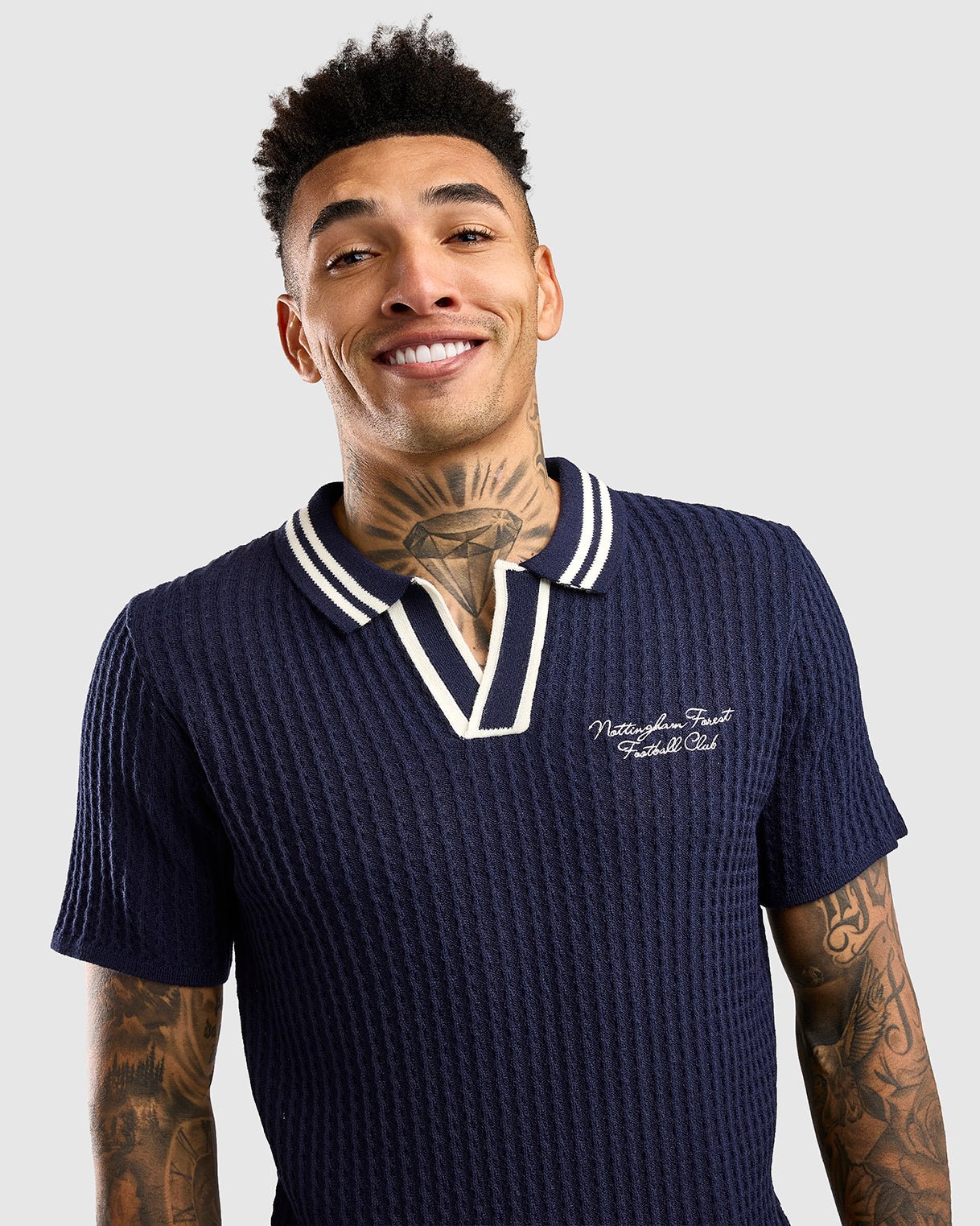 Поло Nottingham Forest NFFC Navy Cable Knit Open Collar