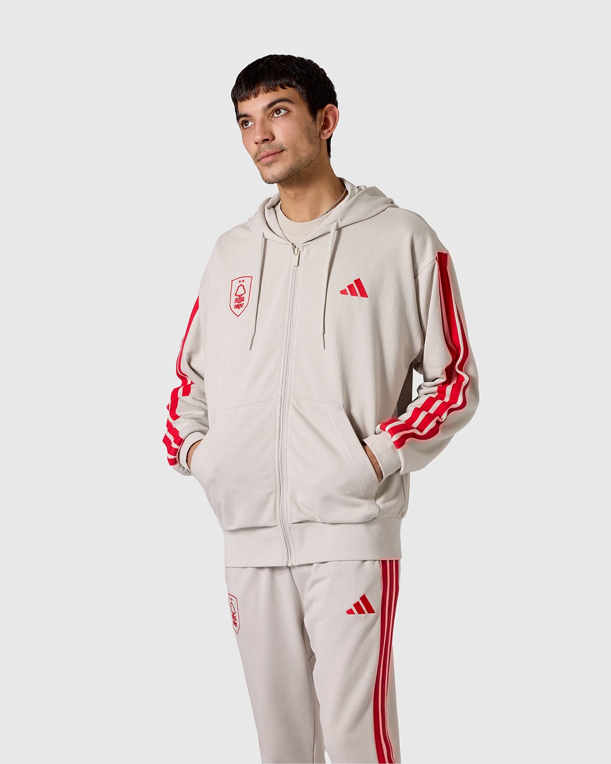 Худи на молнии Nottingham Forest NFFC adidas Alumina 3-Stripe